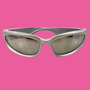 New silver on silver wrap around sunglasses